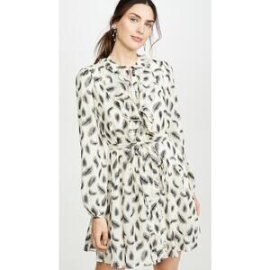 NWT SALONI Tilly Dress Metallic Leaves Jacquard Cream Black Metallic Silk Size 4